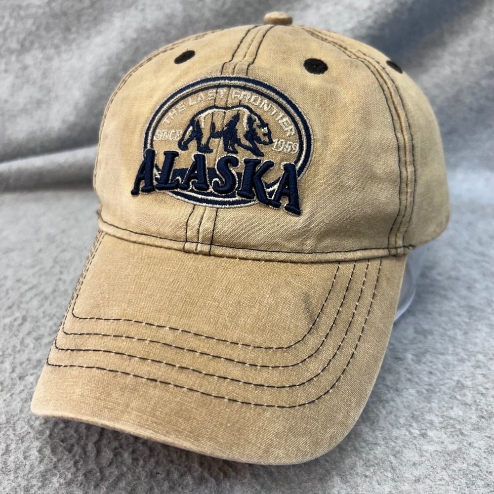 Alaska Bear The Last Frontier Tan Aces Baseball Hat Adjustable OSFM